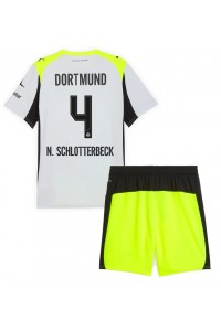 Borussia Dortmund Nico Schlotterbeck #4 Jalkapallovaatteet Lasten Vieraspeliasu 2025-26 Lyhythihainen (+ Lyhyet housut)